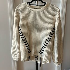 Black lace up oversized sweater